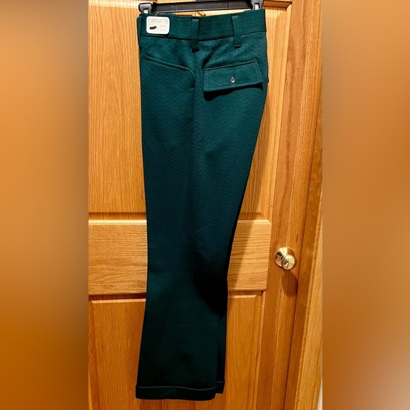 Vintage Edwards of California 100% Polyester Doubleknit Dk Green Trousers w/ Tag - Picture 1 of 12